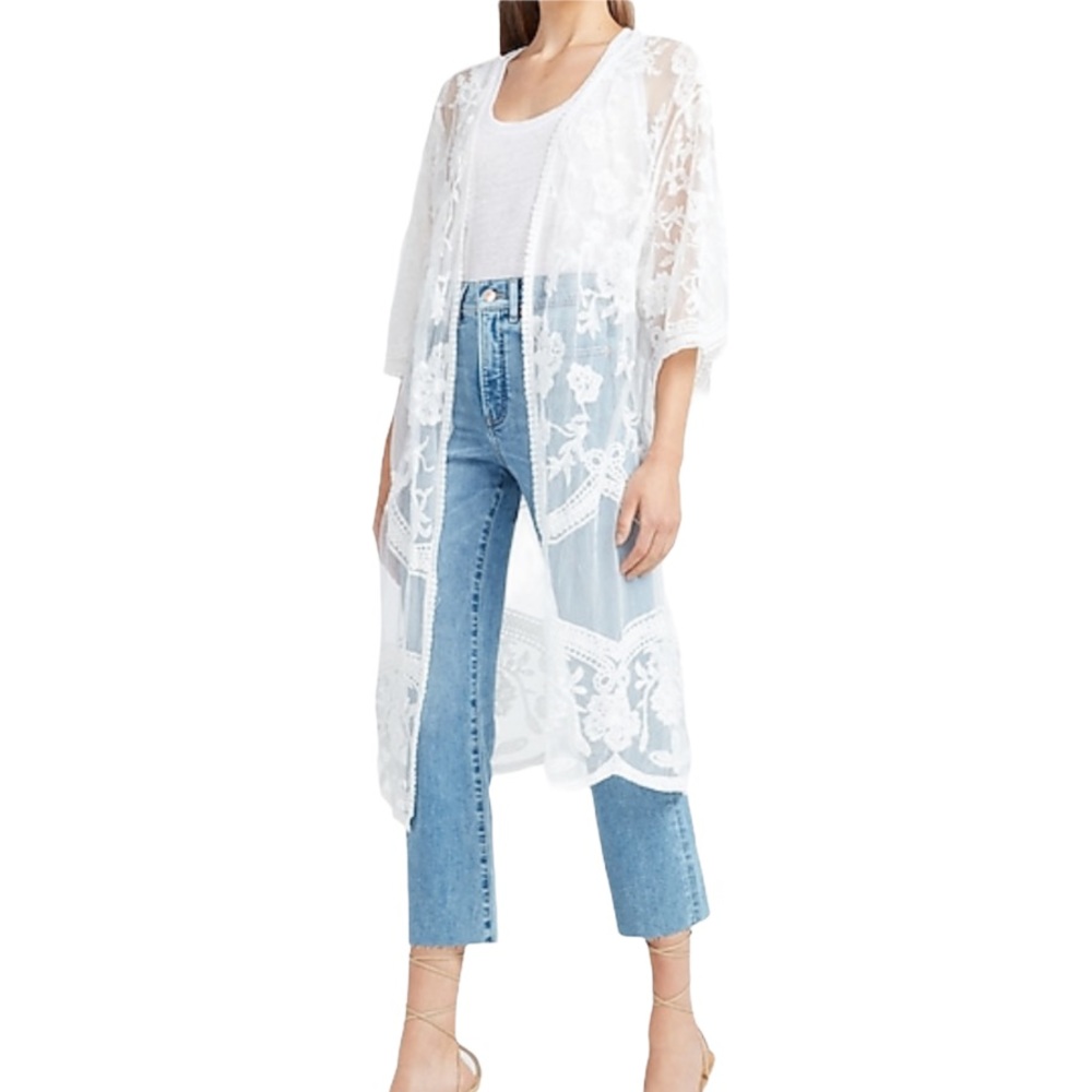 COLLECTION 18 for EXPRESS White Lace Kimono NWT